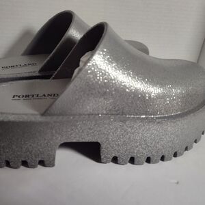 Women's Glittering Silver Mules